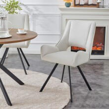 Stuhl >Helen< 2er Set in creme, Webstoff - 56x91x63cm (BxHxT)