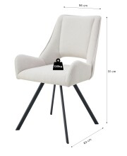 Stuhl >Helen< 2er Set in creme, Webstoff - 56x91x63cm (BxHxT)