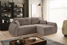 Ecksofa >Sancho Long< in braun-beige, Cord - 255x107x155cm (BxHxT)