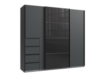 Schwebetürenschrank >BALI< in GRAPHIT / GLAS...