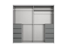 Schwebetürenschrank >BALI< in GRAPHIT / GLAS SCHWARZ - 225x208x64cm (BxHxT)