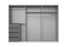 Schwebetürenschrank >BALI< in GRAPHIT / GLAS SCHWARZ - 270x208x64cm (BxHxT)