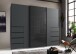 Schwebetürenschrank >BALI< in GRAPHIT / GLAS SCHWARZ - 270x208x64cm (BxHxT)