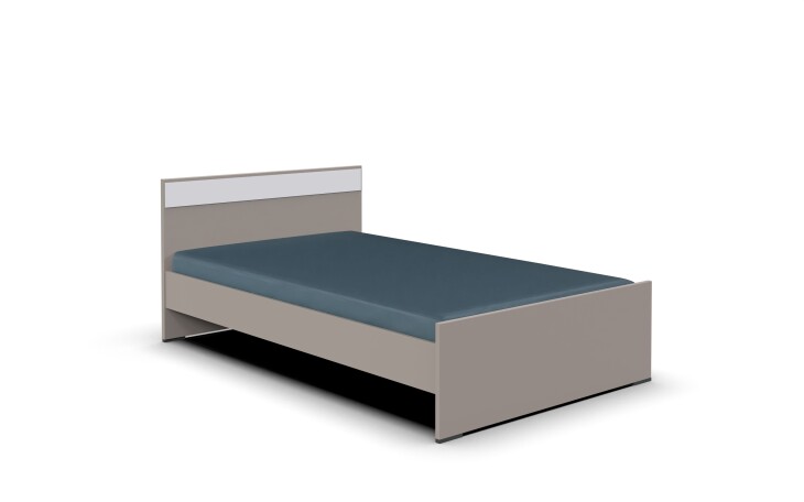 Bett >BAHAMAS< in SAHARAGRAU + WEISS - 146x80x210cm (BxHxT)