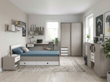 Bett >BAHAMAS< in SAHARAGRAU + WEISS - 96x80x210cm...
