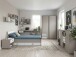Bett >BAHAMAS< in SAHARAGRAU + WEISS - 96x80x210cm (BxHxT)
