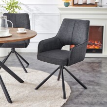 Esszimmerstuhl >Jana< 2er Set in anthrazit, Webstoff - 57x91x64cm (BxHxT) 360° Drehfunktion