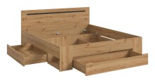 Bettgestell >Canu< in Basalt Grau / Artisan - 184x87x205cm (BxHxT) Liegefläche 180x200 cm