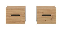 Nachtkommode >Canu< 2er Set in Basalt Grau / Artisan - 50x42x37cm (BxHxT)