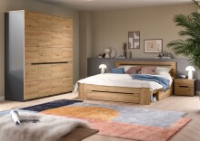 Schlafzimmer-Set >Canu< 4tlg. in Basalt Grau / Artisan