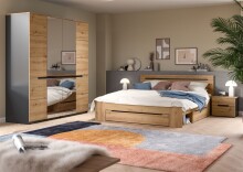 Schlafzimmer-Set >Canu< 4tlg. in Basalt Grau / Artisan