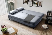 Schlafsofa >Sorto< in blau-grau, Cord - 200x91x100cm (BxHxT)