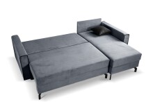 Ecksofa >Marti< in blau-grau, Cord - 230x89x148cm (BxHxT)