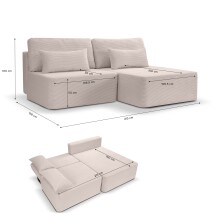 Ecksofa >Amsterix< in grau-beige, Cord - 213x95x158cm (BxHxT)