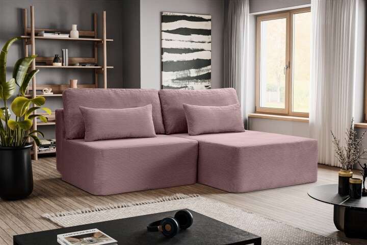 Ecksofa >Amsterix< in altrosa, Cord - 213x95x158cm (BxHxT)