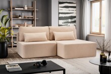 Ecksofa >Amsterix< in beige, Boucle - 213x95x158cm...