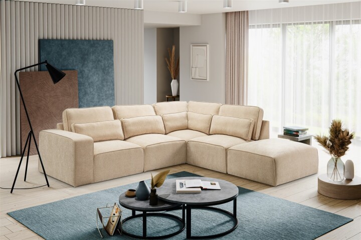 Ecksofa >Lux< in beige, Webstoff - 305x90x281cm (BxHxT)