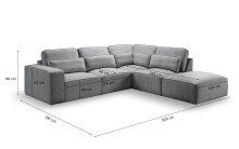 Ecksofa >Lux< in grau, Webstoff - 305x90x281cm (BxHxT)
