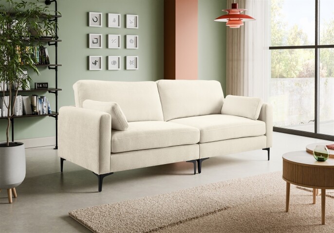 3,5-Sitzer >Venti< in creme, Webstoff - 225x92x97cm (BxHxT)