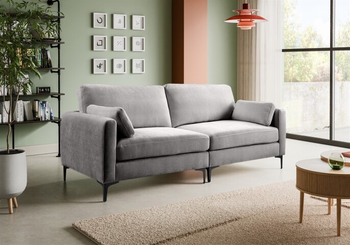 3,5-Sitzer >Venti< in hellgrau, Webstoff - 225x92x97cm (BxHxT)