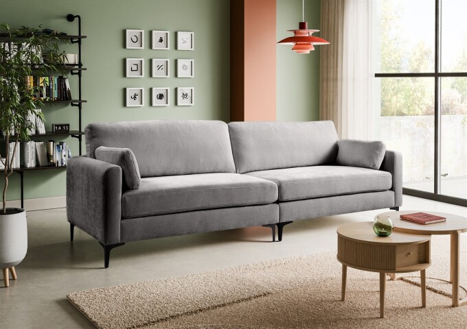 4-Sitzer >Venti< in hellgrau, Webstoff - 286x92x97cm (BxHxT)