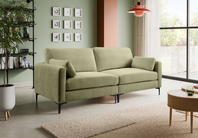 3,5-Sitzer >Venti< in grün, Webstoff - 225x92x97cm (BxHxT)