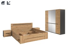 Schlafzimmer-Set >Canu< 4tlg. in Basalt Grau /...