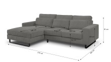 Ecksofa >Bolivia< in grau, Cord - 276x91x183cm (BxHxT)