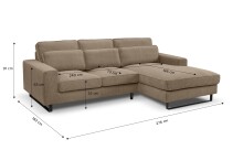 Ecksofa >Bolivia< in braun-beige, Cord - 276x91x183cm (BxHxT)