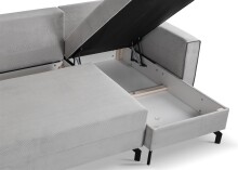 Ecksofa >Marti< in hellgrau, Cord - 230x89x148cm (BxHxT)