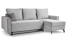 Ecksofa >Marti< in hellgrau, Cord - 230x89x148cm (BxHxT)