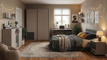 Bettschubkasten >BAHAMAS< (2er-Set) in GRAFIT + SAHARAGRAU - 100x16x60cm (BxHxT)