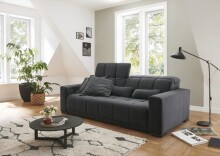 Big-Sofa >Maggy< Sitztiefen- / Kopfteilverstellung, Storm grau - 242x110x121cm (BxHxT)