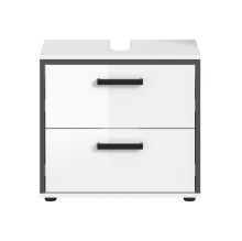 Waschbeckenunterschrank >Kojak< in Weiß Hochglanz - 60x55x37cm (BxHxT)