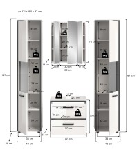 Badezimmer-Set >Kojak< in Weiß Hochglanz - 171x188x37cm (BxHxT)