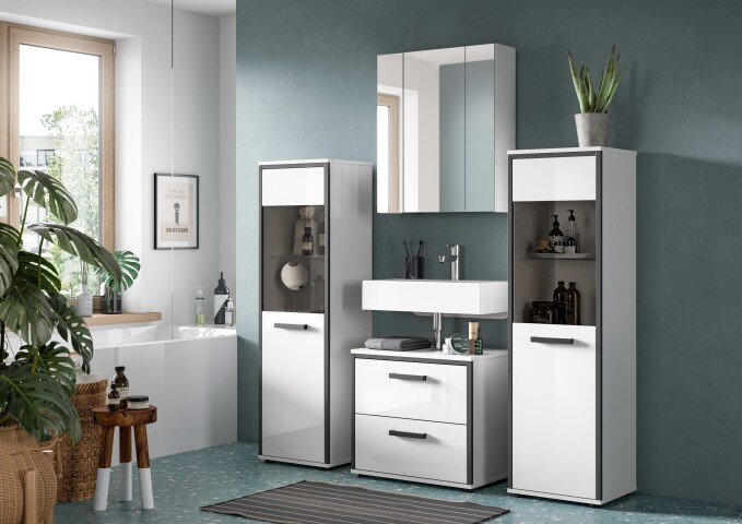 Badezimmer-Set >Kojak< in Weiß Hochglanz - 171x188x37cm (BxHxT)