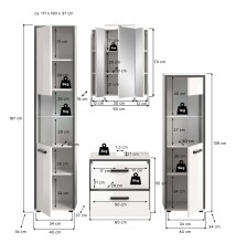 Badezimmer-Set >Kojak< in Weiß Hochglanz - 171x188x37cm (BxHxT)