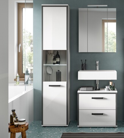 Badezimmer-Set >Kojak< in Weiß Hochglanz - 115x188x37cm (BxHxT)
