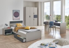 Bett >BAHAMAS< in GRAFIT + SAHARAGRAU - 96x80x210cm...
