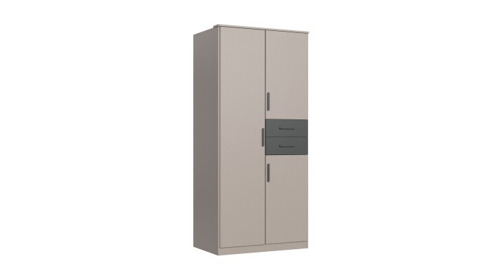 Drehtürenschrank >BAHAMAS< in GRAFIT + SAHARAGRAU - 90x198x58cm (BxHxT)