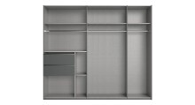 Schwebetürenschrank >palermo< in WEISS / SPIEGEL + GRAPHIT - 250x216x65 (BxHxT)