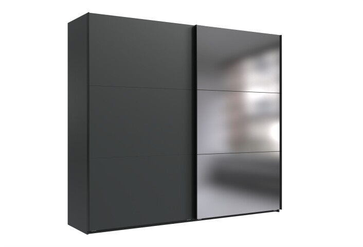 Schwebetürenschrank >palermo< in GRAPHIT / SPIEGEL - 250x216x65 (BxHxT)