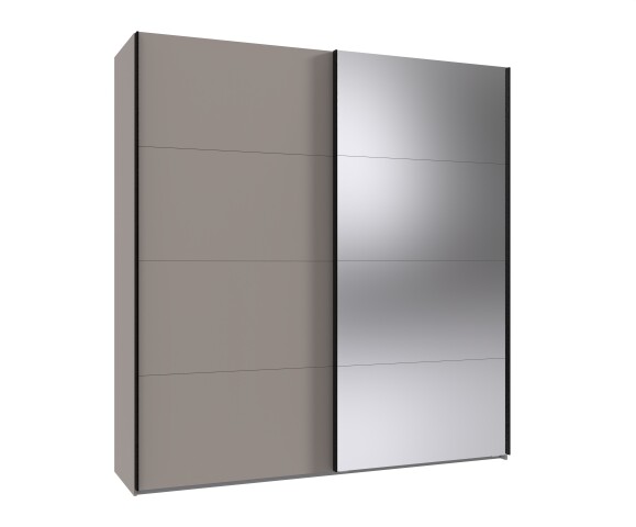 Schwebetürenschrank >AALST< in SAHARAGRAU / SPIEGEL - 180x208x65cm (BxHxT)