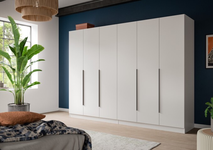 Kleiderschrank >Kopenhagen< in Weiß - 240x181x52cm (BxHxT)