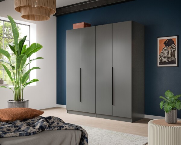 Kleiderschrank >Kopenhagen< in Anthrazit - 160x181x52cm (BxHxT)