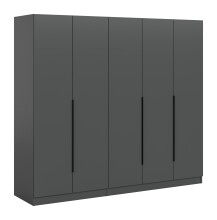 Kleiderschrank >Kopenhagen< in Anthrazit - 200x181x52cm (BxHxT)
