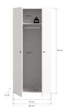 Kleiderschrank >Darwin< in Weiß - 80x176x51cm (BxHxT)