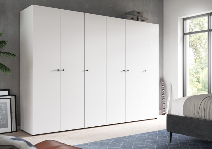 Kleiderschrank >Darwin< in Weiß - 240x176x51cm (BxHxT)