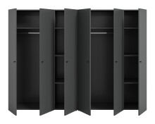 Kleiderschrank >Darwin< in Anthrazit - 240x176x51cm (BxHxT)