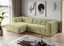 Ecksofa >Tenso< in grün, Webstoff -...